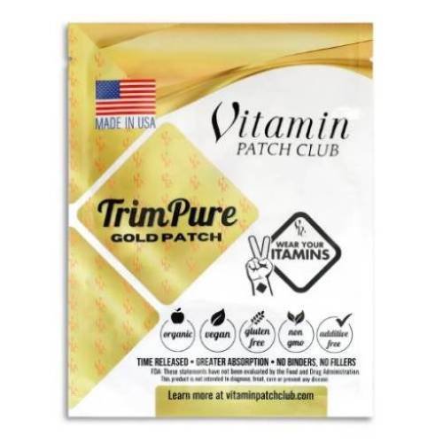 TrimPure Gold Patch product explanation showing simple daily use for fat-burning and metabolism